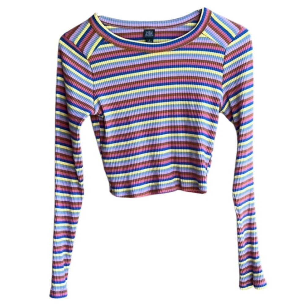 Wild Fable Colorful Ribbed Striped Women's Crop Top Small